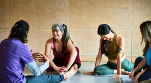group of people doing yoga